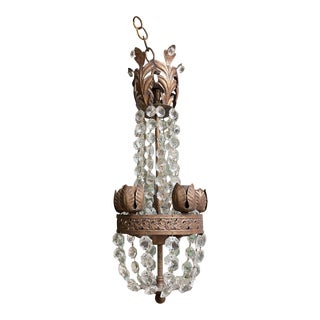 1990s Crystal and Metal Chandelier For Sale