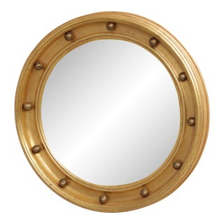 Federal Style Convex Glass Gold Finish Round Mirror For Sale