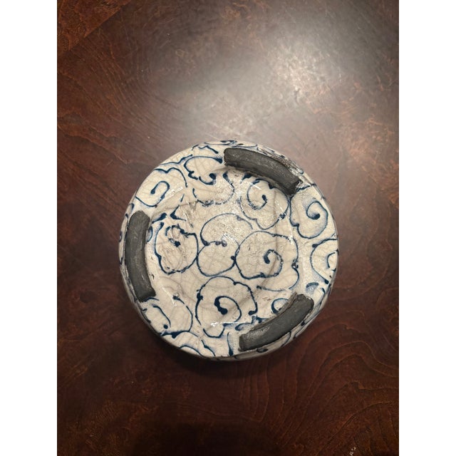 Vintage Studio Pottery Crackle-Glazed Bowl With Cobalt Decoration, Postmodern Influence For Sale - Image 9 of 9