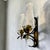 Mid-Century Italian Modern Brass and Textured Glass Double Wall Sconces, 1960s, Set of 2 For Sale - Image 4 of 13