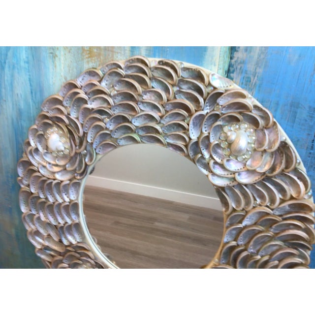 Contemporary Stunning Silver Iridescent Abalone Seashells ...Rosette Pattern For Sale - Image 3 of 11