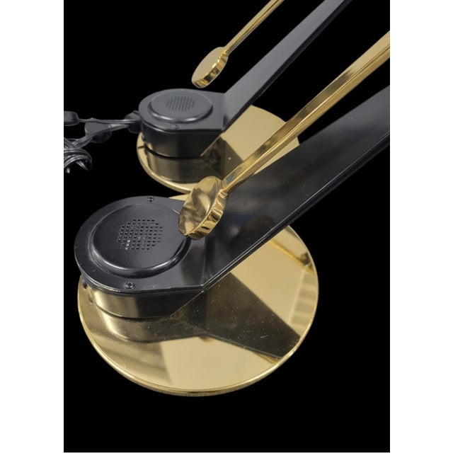 1980's Fase Vintage Cantilever Brass Black Modern Counterweight Long Arm Table Lamps- A Pair For Sale - Image 10 of 15
