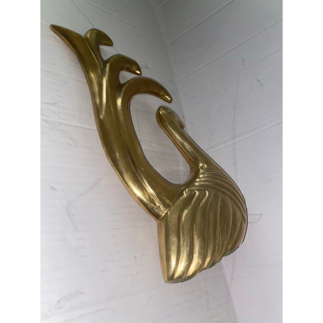 Mid-Century Modern Vintage Mid-Century Modern Frederick Cooper Stylized Brass Peacock Sculpture For Sale - Image 3 of 8