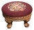 Footstool ~ Vintage French Country Burgundy Floral Round Needlepoint Footstool#2 For Sale