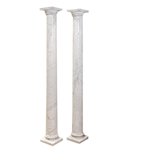 Antique White Marble Columns or Pedestals, Set of 2