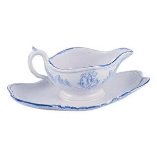 Sauce Boat on Base in Earthenware by Emile Gallé for St Clement, Nancy For Sale