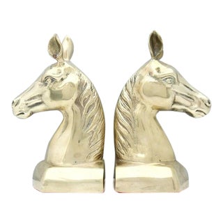 Vintage Brass Horse Head Bookends - a Pair For Sale