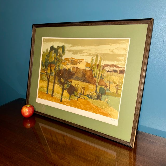 French Country Landscape Lithograph by Eliane Thiollier, Framed For Sale - Image 12 of 12