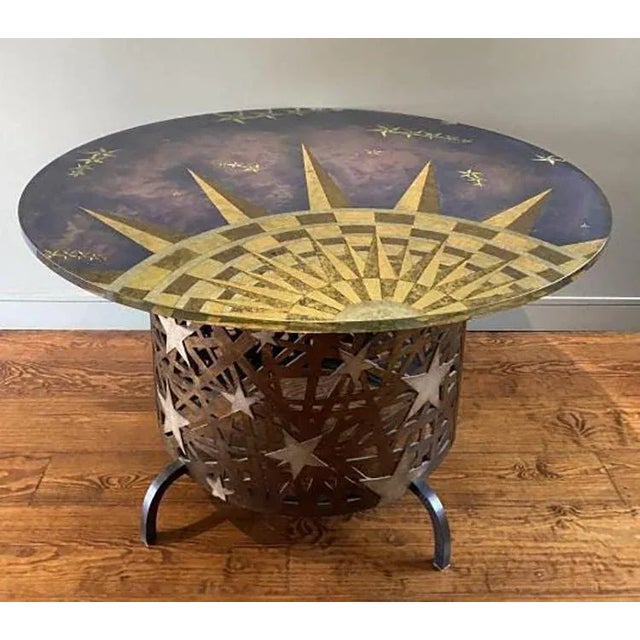 1960s Vintage Celestial Wood, Metal and Glass Coffee Table For Sale In New York - Image 6 of 6