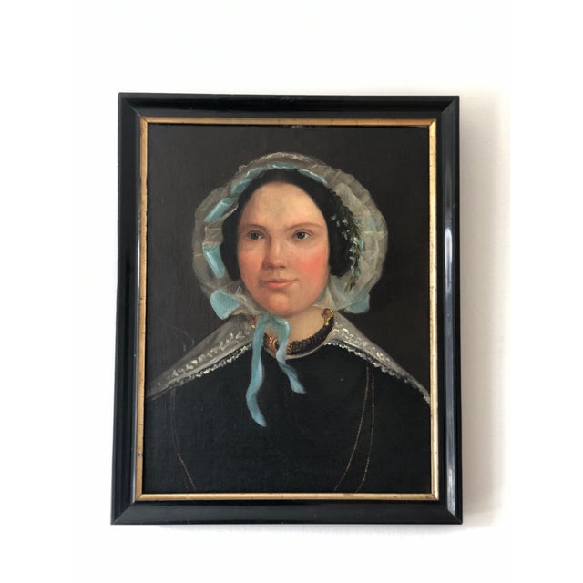 Portraiture Antique Original Oil Paintings of a Gentleman and Lady, 19th Century Portrait Set - a Pair For Sale - Image 3 of 17