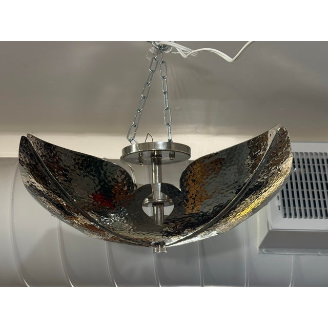 Global Views Global Views Lotus Hammered Polish Semi Flush Mourning Pendant For Sale - Image 4 of 12