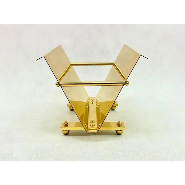 1980s Postmodern Brass Magazine Rack, 1980s For Sale - Image 5 of 12