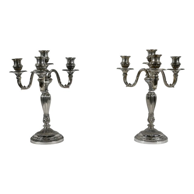 Silver Bronze Candleholders, Late 19th Century, Set of 2 For Sale