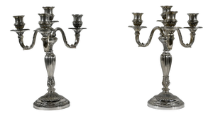 Silver Bronze Candleholders, Late 19th Century, Set of 2