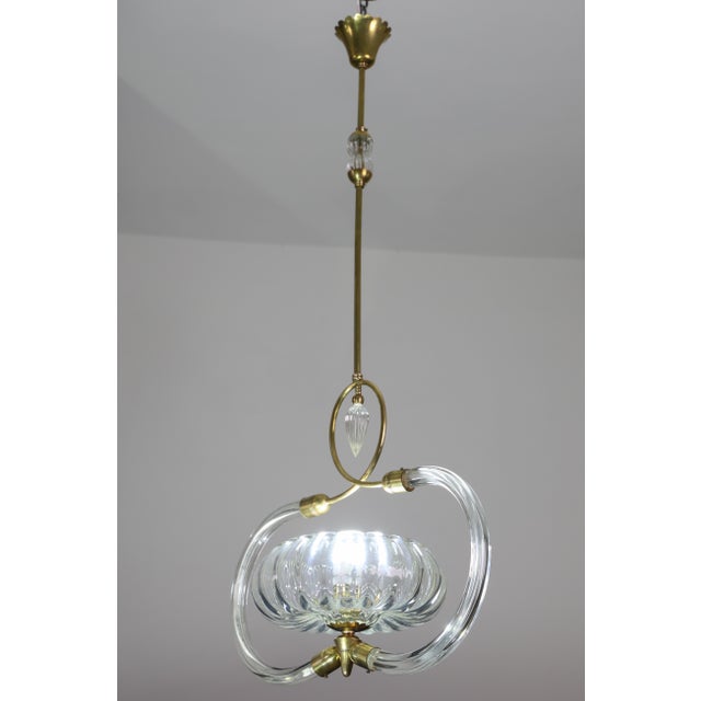 1940s 1940s Amazing Art Decò Clear Murano Glass Chandelier by Seguso For Sale - Image 5 of 13