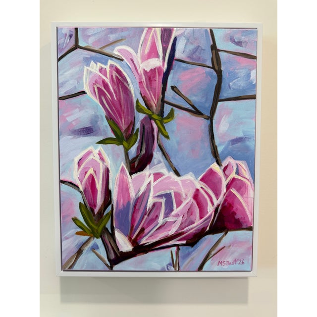 “Sweet Magnolias,” Modern Abstract Floral Acrylic Painting On Stretched Canvas, Signed Melinda S Best, 2026, One Of A Kind...