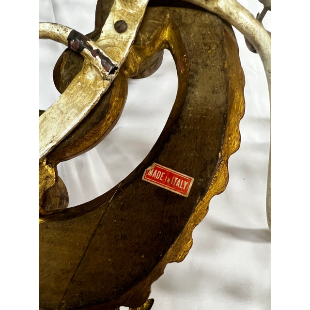 Metal Mid Century Modern Florentine Italian Gilt Tole Wall Candle Sconce For Sale - Image 7 of 7