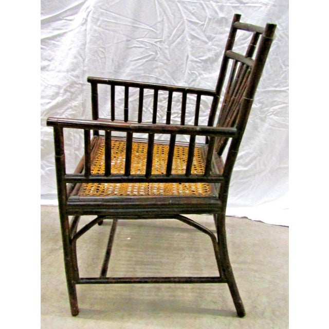 1950s Burnt Bamboo Cane Seat Dining Chairs- Set of 4 For Sale In Miami - Image 6 of 18