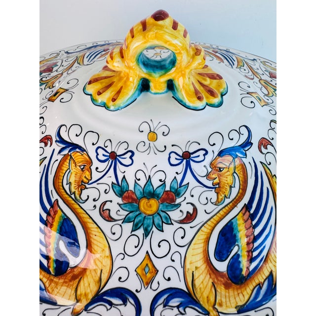 A wonderfully large soup tureen with ladle in the Dragon pattern made in Deruta, Italy by the Fima family. This would be a...