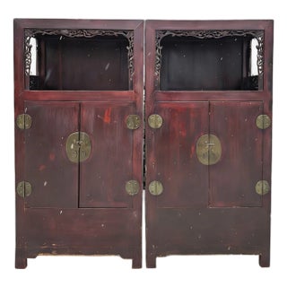 Antique Open-Shelf Elm Display Cabinet For Sale