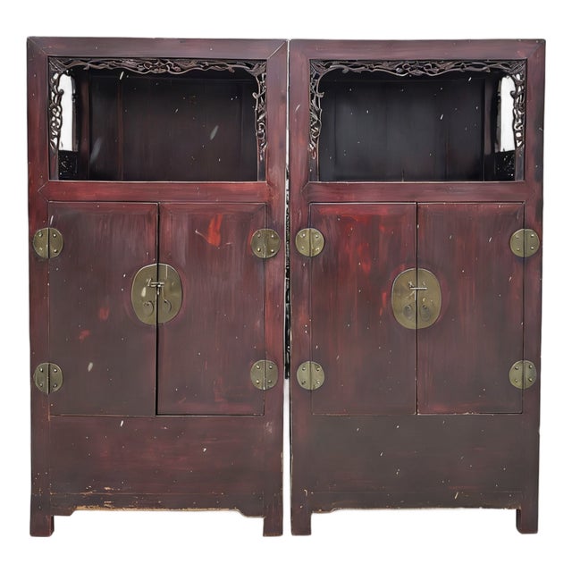 Antique Open-Shelf Elm Display Cabinet For Sale