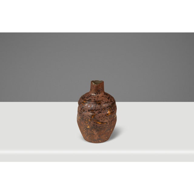 Set of Two (2) Miniature Vintage Ceramic Japanese Shigaraki Yaki Ikebana Flower Vases Vessels, Japan, C. 1960s For Sale - Image 16 of 18