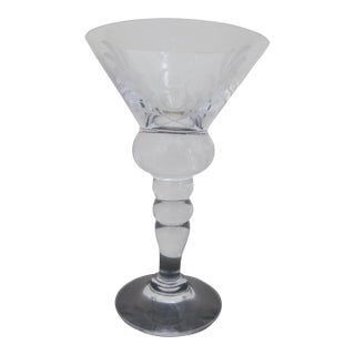 King Gustav III Hovmantorp Sweden Fine Crystal Engraved Stemware Martini Glass For Sale