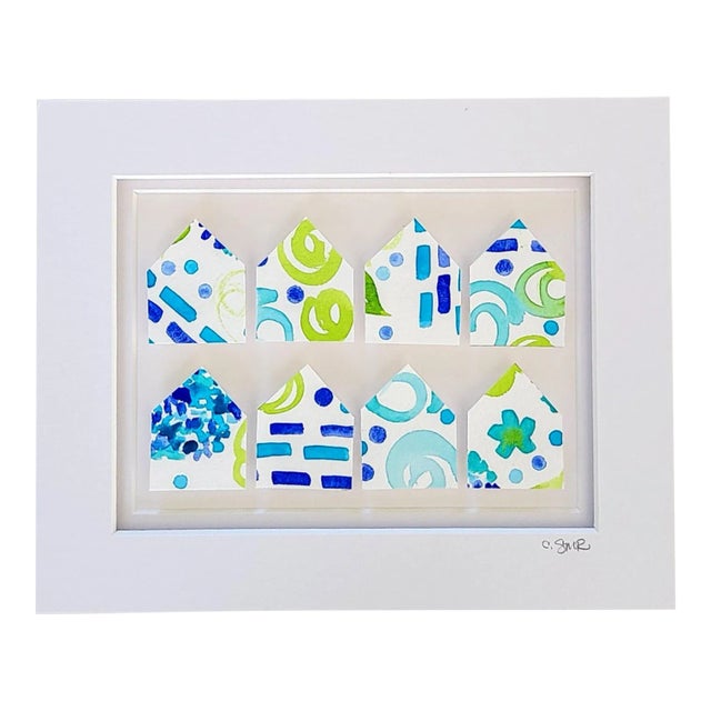 "Endless Summer Little Houses No. 2" Original Abstract Collage by Suzanne MacCrone Rogers For Sale