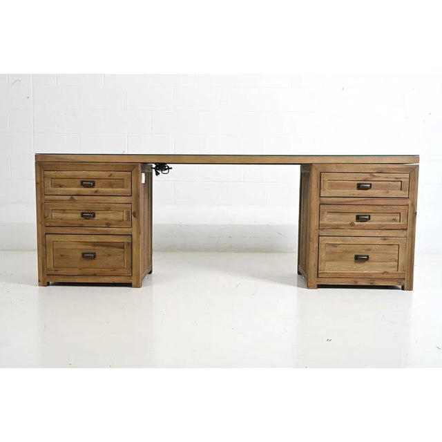 Rustic Restoration Hardware "Printmaker" Desk For Sale - Image 3 of 12