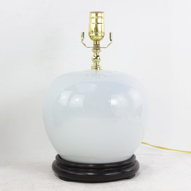 Vintage Blanc De Chine Porcelain Table Lamps Monochrome Round Vases on Wood Bases - a Pair For Sale - Image 4 of 15