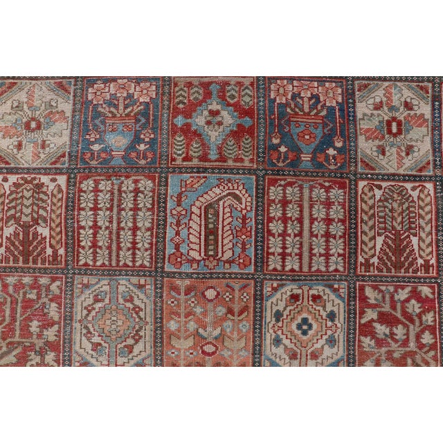 Square Size Persian Large Bakhtiari Rug With All-Over Garden Design in Muted Colors For Sale In Atlanta - Image 6 of 12