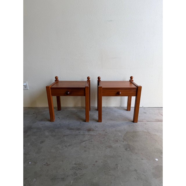 Wood Pair of Vintage Danish Teak Nightstands - Mid Century Modern Bedside Tables 1960s For Sale - Image 7 of 7