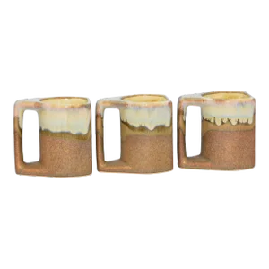 Mid-Century Rodolfo Padilla Drip Glaze Pottery Coffee Mugs 3 Piece Coffee Mug Set