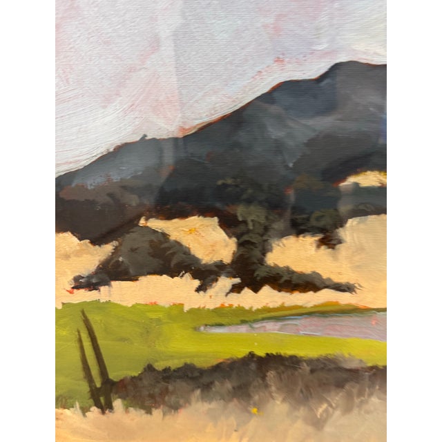 Textile Modernist Expressionist Landscape Framed Painting For Sale - Image 7 of 12