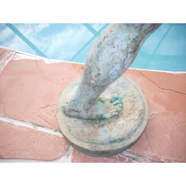 Early 20th Century Vintage Idyllic Metal Garden Cherub Statue For Sale - Image 9 of 11