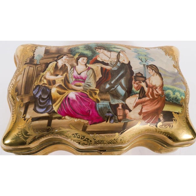 Ceramic Large Antique French Sevres Golden Porcelain Casket, 1800s For Sale - Image 7 of 14