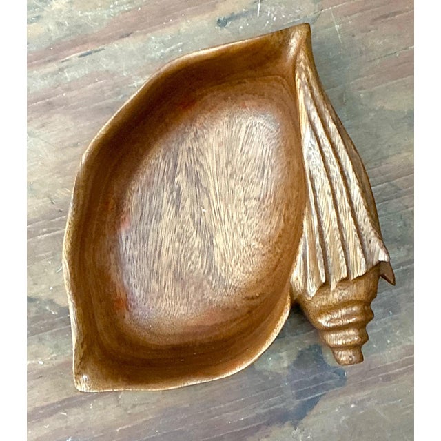 Vintage Carved Wood Shell Bowl For Sale - Image 15 of 16