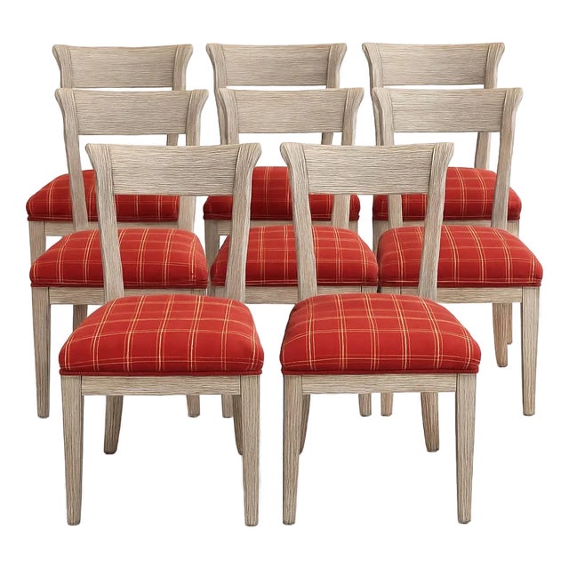 Eight Cerused Oak Dining Side Chairs. Rustic/ Coastal Set of 8 For Sale