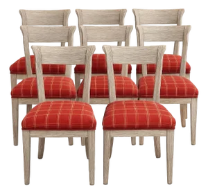 Eight Cerused Oak Dining Side Chairs. Rustic/ Coastal Set of 8