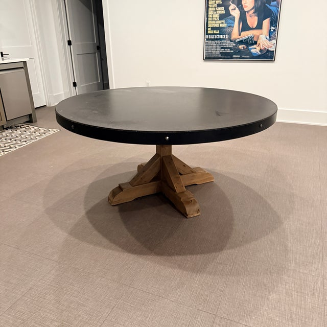 Wood Rh Salvaged Wood and Concrete Round Dining Table For Sale - Image 7 of 9
