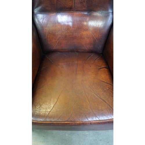 Animal Skin Sheep Leather Wing Chair For Sale - Image 7 of 12