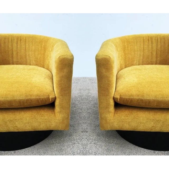 Milo Baughman Barrel Back Swivel Chairs - A Pair For Sale - Image 4 of 10