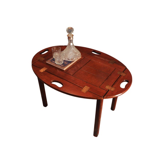 Victorian Military Campaign Mahogany and Brass Butlers Tray Table, Set of 2 For Sale - Image 6 of 14
