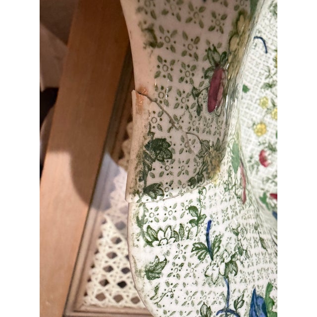 Vintage Porcelain Washstand Jug and Basin Set With Floral and Bird Chintz Pattern For Sale In Kansas City - Image 6 of 6