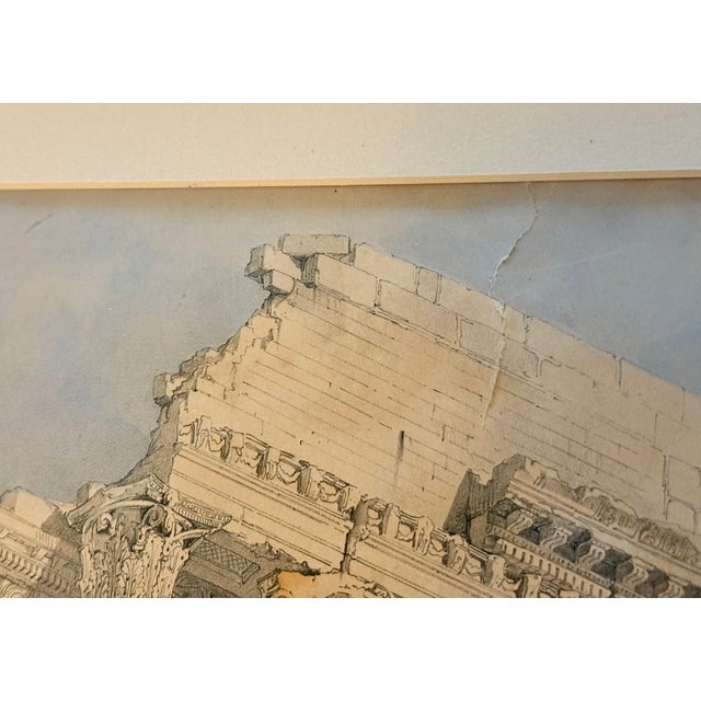 Wood Mid 19th Century David Roberts, Views in the Holy Land. Baalbec. Architectural Print, Western Portico, Signed For Sale - Image 7 of 12