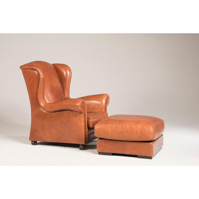 Contemporary Leather Chairs with Ottomans from Baxter, Set of 4 For Sale - Image 3 of 18