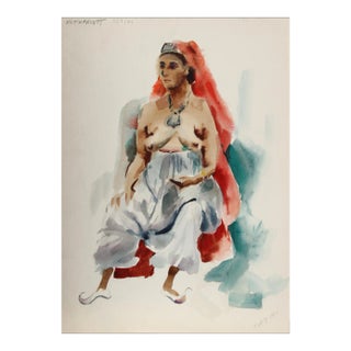 1960s "Seated Nude 88" Watercolor Painting by Eve Nethercott For Sale
