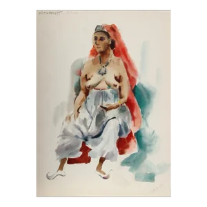 1960s "Seated Nude 88" Watercolor Painting by Eve Nethercott