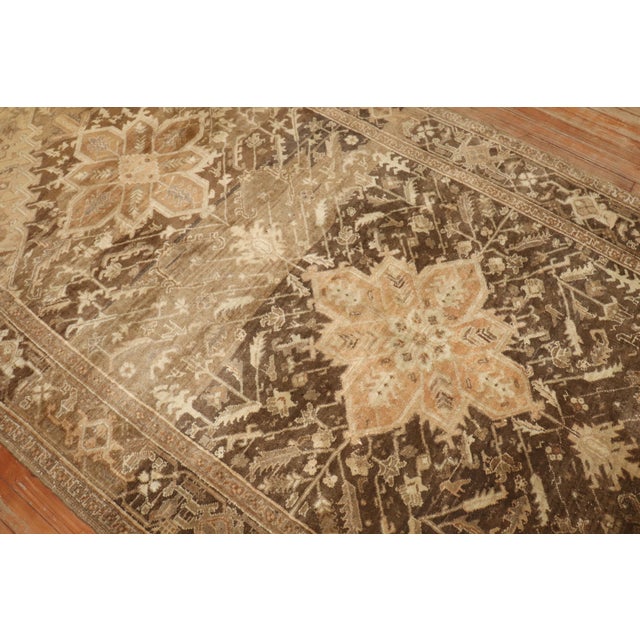 Mid 20th Century Vintage Zabihi Collection Persian Heriz Brown Gallery Rug - 5'3" x 12'10" For Sale - Image 5 of 12