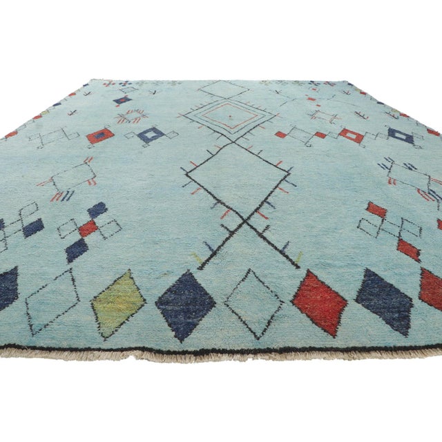 Tribal 2010s Vintage Aqua Moroccan Style Rug - 10'03 X 14'02 For Sale - Image 3 of 10